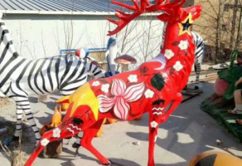 彩繪小鹿雕塑生產商 仿真雕塑 步行街擺件