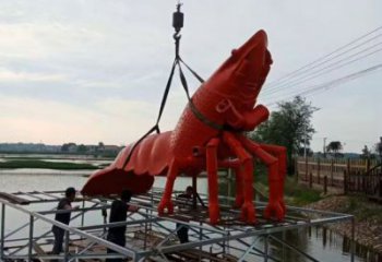 玻璃鋼公園龍蝦雕塑 酒店門口雕塑 彩繪擺件