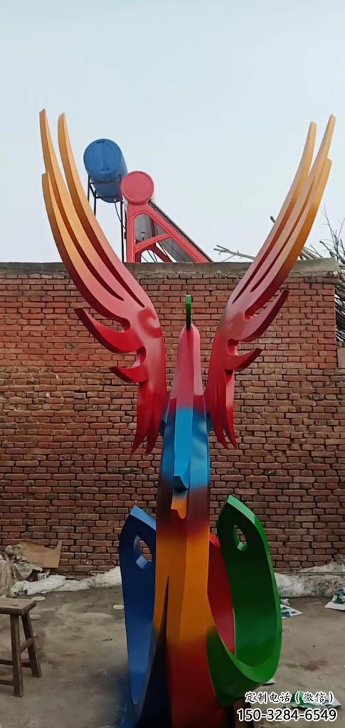 店門口不銹鋼鳳凰雕塑廠家 創意動物雕塑 仿真擺件