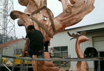 商業(yè)街鳳凰銅雕塑廠家 售樓處雕塑 動物擺件