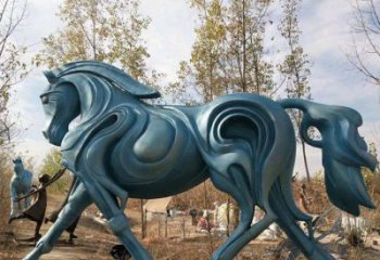 大型不銹鋼駿馬雕塑 商業街廣場雕塑 古銅色擺件