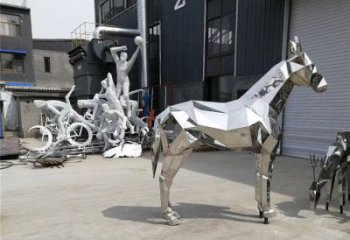 商業(yè)街不銹鋼駿馬雕塑 售樓處雕塑 動物擺件