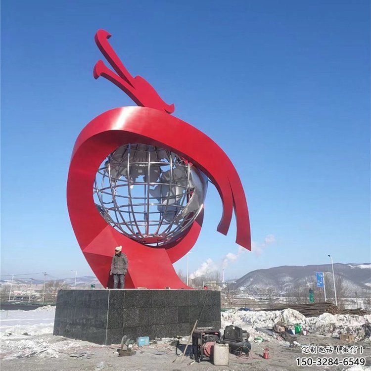 不銹鋼龍形雕塑，大型動物景觀，烤漆工藝制作 (6)