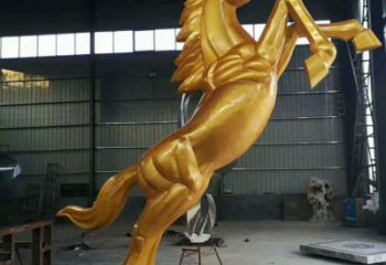 仿真奔馬雕塑，城市街頭擺件，不銹鋼動物小品