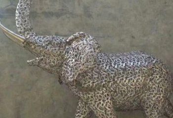 庭院小象雕塑，動物小品，網格工藝