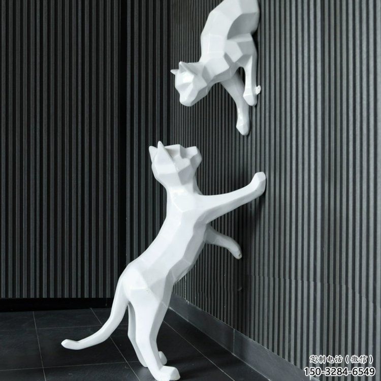 庭院小貓雕塑，動物主題，抽象工藝