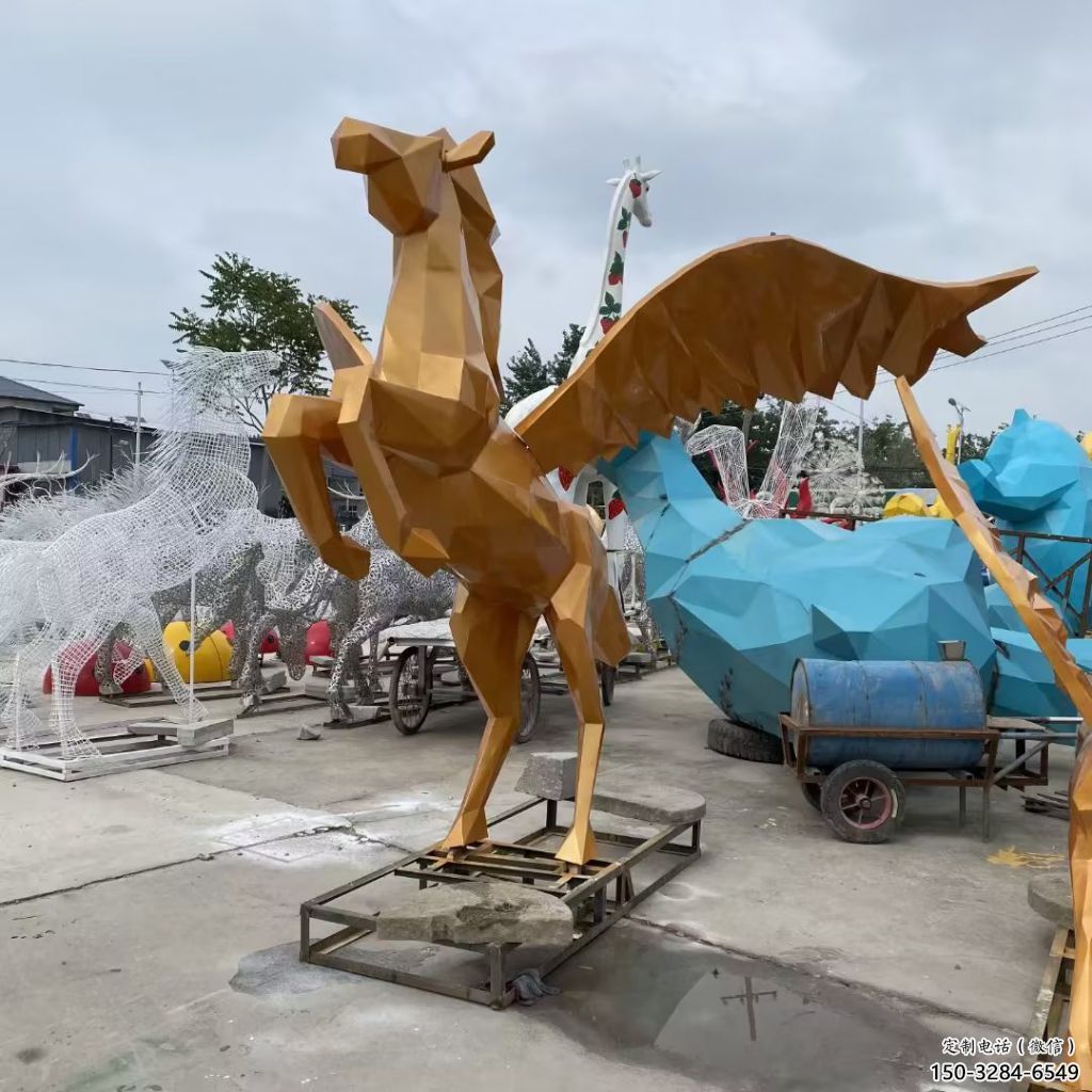 幼兒園天馬雕塑，動物主題，仿古工藝