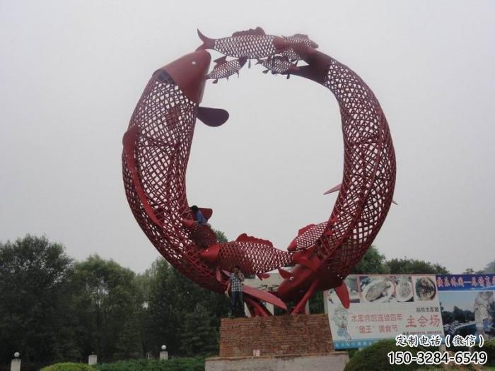 校園魚形雕塑，拉絲海洋雕塑，卡通主題