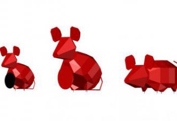 城市老鼠雕塑，網(wǎng)格體育雕塑，古銅效果