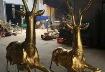 公園馴鹿雕塑，噴砂發(fā)光雕塑，鑄銅工藝