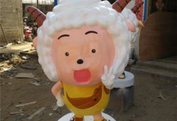 園林小羊雕塑，噴漆運(yùn)動(dòng)雕塑，卡通形式