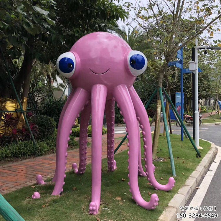 廣場烏賊雕塑，卡通水景雕塑，抽象效果