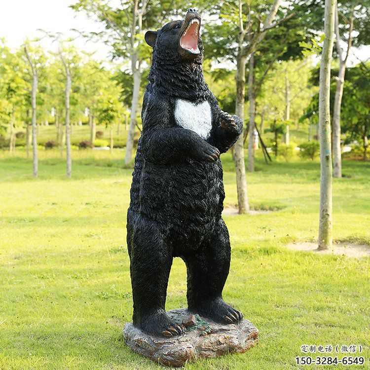 室內黑熊雕塑，拉絲動物雕塑，抽象效果