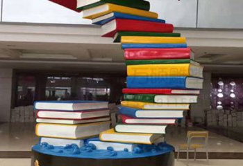 室內(nèi)書籍雕塑，拉絲景觀雕塑，抽象效果