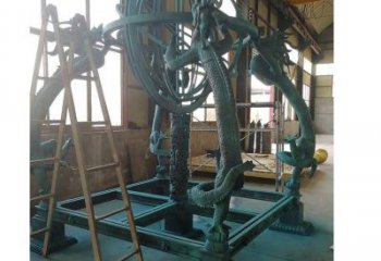 步行街渾天儀雕塑，鍛造景觀雕塑，噴漆方式