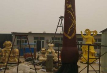 街道毛筆雕塑，鍛造景觀雕塑，古銅效果