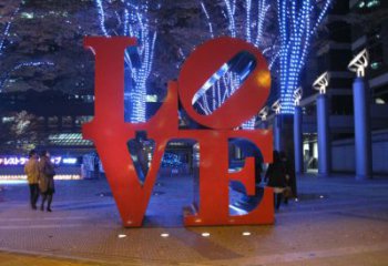 室內景觀雕塑，拉絲字母雕塑，抽象效果