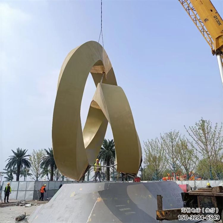 室內圓環雕塑，拉絲景觀雕塑，抽象效果