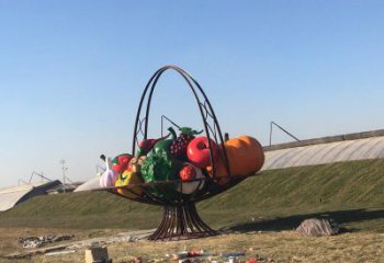 農(nóng)村花籃雕塑，烤漆景觀雕塑，抽象效果