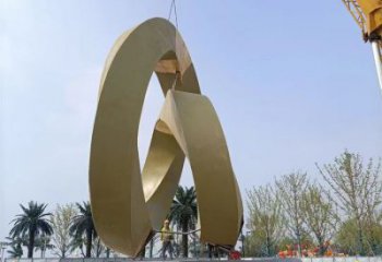 室內圓環雕塑，拉絲景觀雕塑，抽象效果