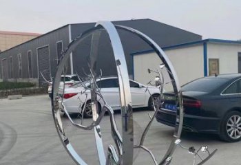 城市圓環(huán)雕塑，網(wǎng)格景觀雕塑，拋光效果