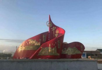 城市旗幟雕塑，烤漆黨建雕塑，古銅效果