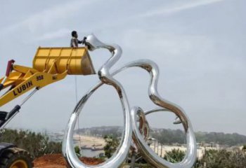 公園福字雕塑，噴砂發(fā)光雕塑，鍛造工藝