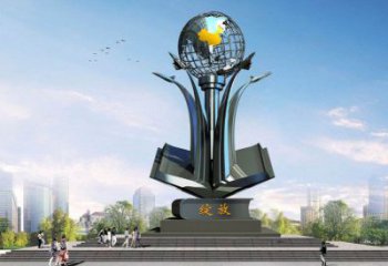 農(nóng)村地球雕塑 抽象藝術(shù)擺件 烤漆雕塑