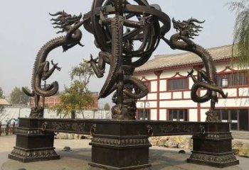 庭院地動儀雕塑，鍍金歐式雕塑，鑄造形式