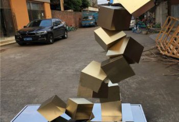 拉絲魔方雕塑 鏤空創(chuàng)意擺件 別墅區(qū)雕塑