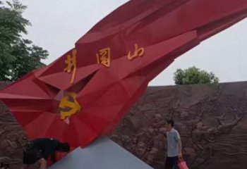 大型國旗雕塑廠家，戶外景觀雕塑，烤漆工藝