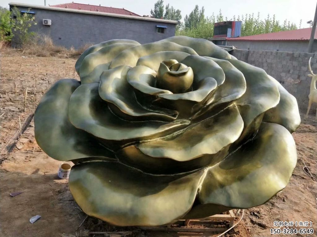 別墅區玫瑰雕塑 大型別墅區擺件 剪影雕塑