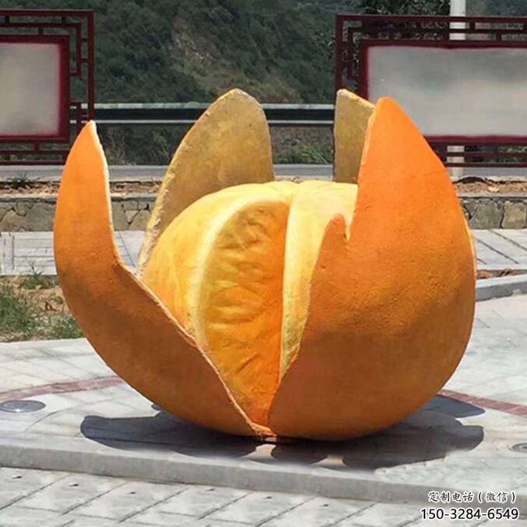 橙子雕塑 拉絲景觀水果雕塑 步行街雕塑