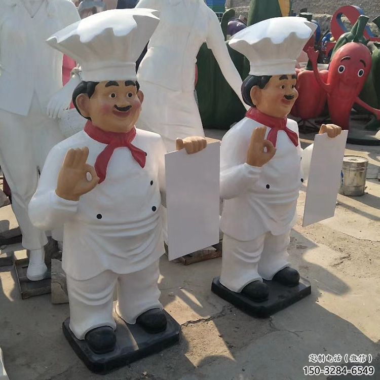 廚師雕塑 拉絲卡通雕塑 步行街動漫雕塑