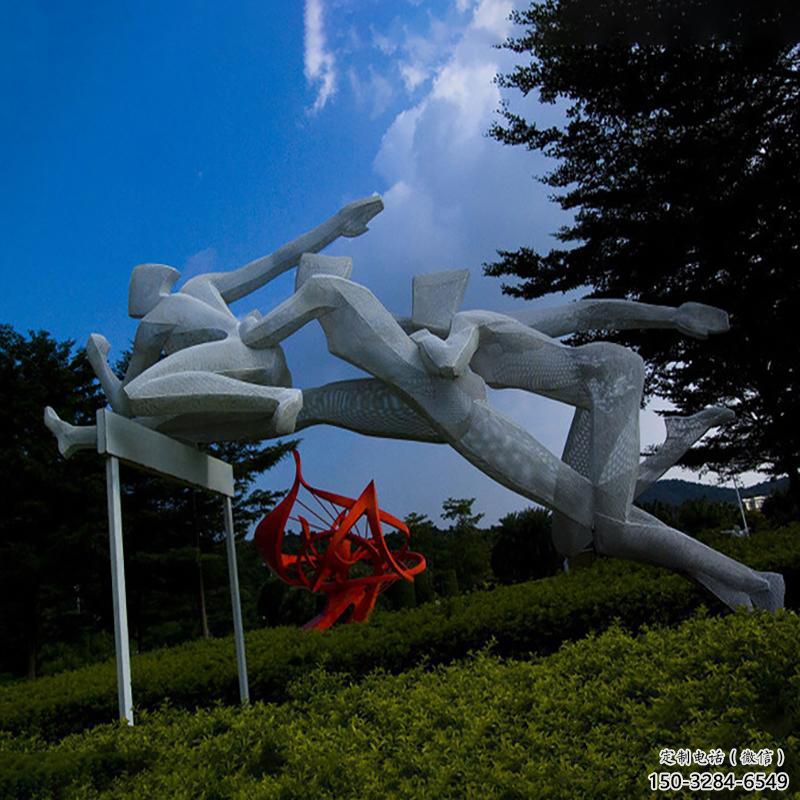 跨欄雕塑 仿真景觀體育雕塑 烤漆運(yùn)動(dòng)員雕塑