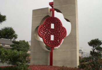 園林中國結(jié)雕塑廠家，烤漆工藝制作，民俗文化標(biāo)識