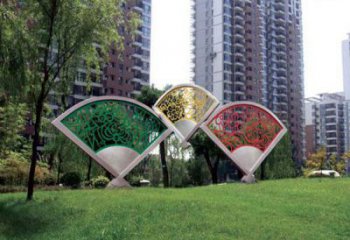 公園扇子雕塑 創(chuàng)意企業(yè)雕塑 美陳扇形雕塑