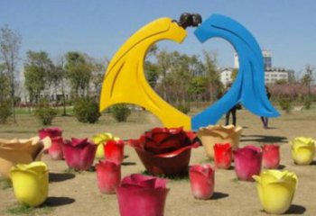 公園心形雕塑 創(chuàng)意企業(yè)雕塑 美陳愛情雕塑