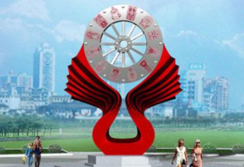 烤漆鐘表雕塑 鋼管時鐘雕塑 室內(nèi)雕塑