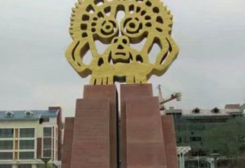 電鍍臉譜雕塑 噴水園林?jǐn)[件 政府雕塑