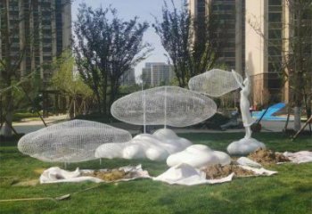 燈光云梯雕塑 景觀梯子雕塑 商業(yè)街云朵雕塑