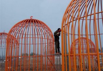 景觀鳥籠雕塑 剪影籠子雕塑 商業街鳥籠子雕塑