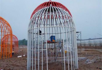 鳥籠雕塑 烤漆大型鳥籠子雕塑 彩繪籠子雕塑