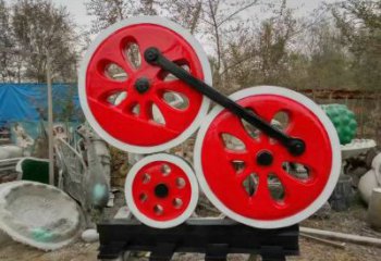 噴漆齒輪雕塑 中式村口工業雕塑 草地機械雕塑