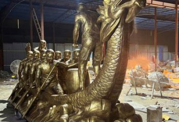 異形龍舟雕塑 現代校園競賽雕塑 校園劃槳雕塑