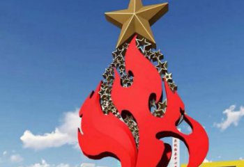 仿真火苗雕塑 電鍍現代景觀雕塑 部隊火焰頭雕塑