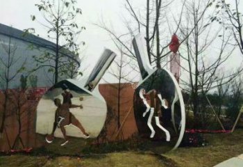 中式球拍雕塑 啞光網(wǎng)球拍雕塑 游樂場(chǎng)體育雕塑