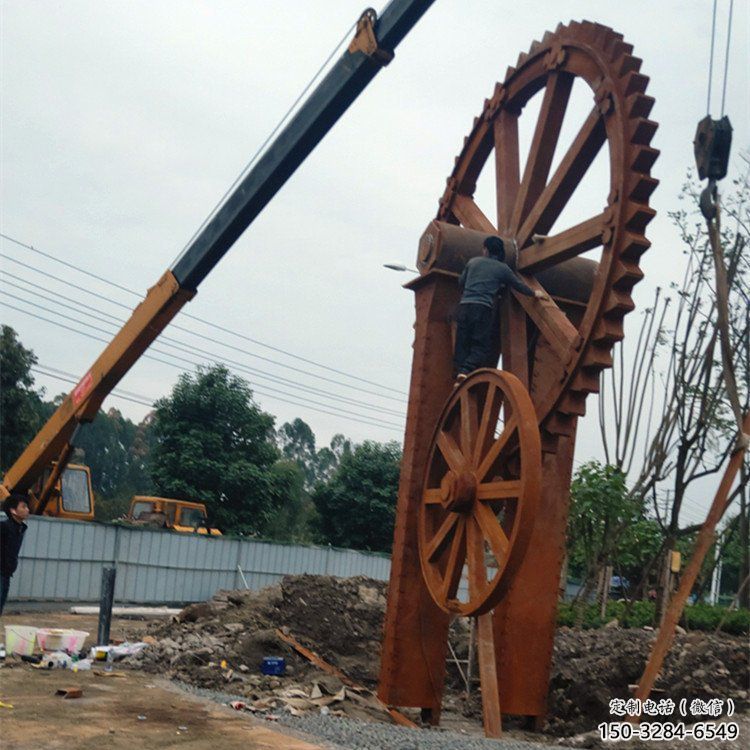 鍛造水車雕塑 景觀雕塑 戶外仿古雕塑