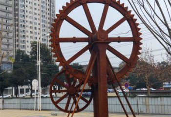 美陳水車(chē)雕塑 異形噴水雕塑 酒店仿古雕塑