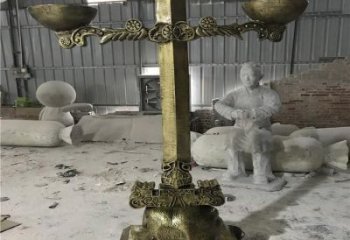 現代天平雕塑 大型別墅區天平秤雕塑 彩繪公平雕塑